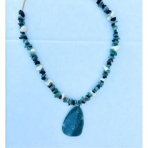 Multi Gemstone and Aventurine Vintage Crystal Necklace Bohemian Jewelry